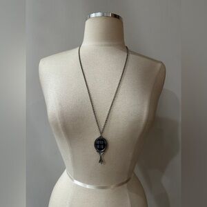 Vintage Silver Hand Mirror Pendant Necklace
